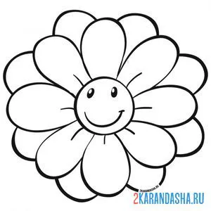 Раскраска цветок с глазками с лицом