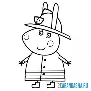 Раскраска кролик пожарный