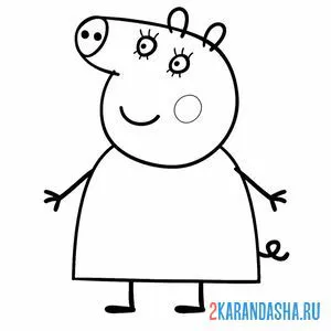 Раскраска мама свинка в платье