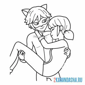 Раскраска леди баг с адрианом