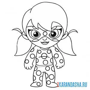 Раскраска милая мультяшная маринетт (леди баг)