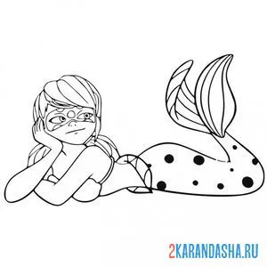 Раскраска леди баг русалка