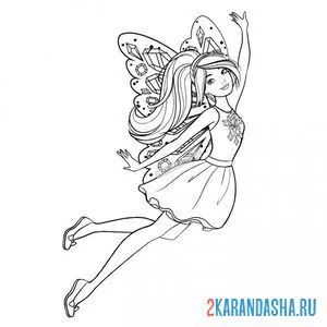 Раскраска барби с крыльями