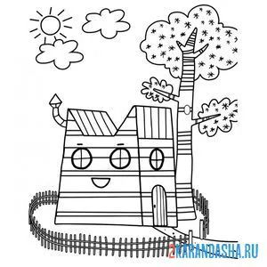 Раскраска домик семьи