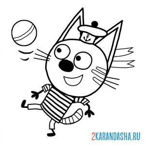 Раскраска коржик играет в мяч