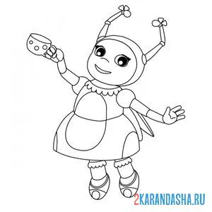 Раскраска божья коровка мила с чашкой из лунтика