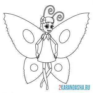 Раскраска бабочка элина из лунтика