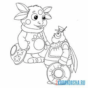 Раскраска у генерала шера шляпа, а у лунтика тарелка