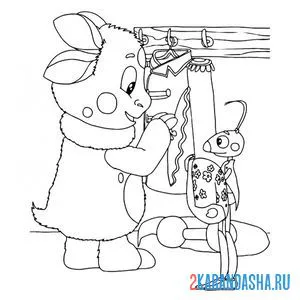 Раскраска лунтик с кузей