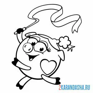 Раскраска нюша с ленточкой | смешарики