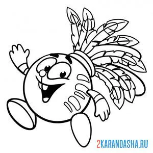 Раскраска крош индеец | смешарики