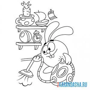 Раскраска крош убирается | смешарики