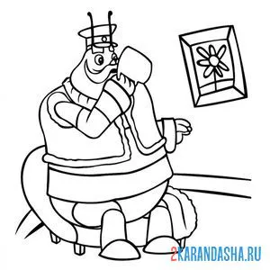 Раскраска генерал шер пьет чай
