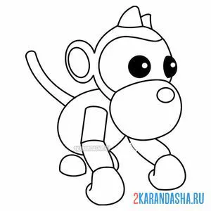 Раскраска адопт ми пет обезьянка