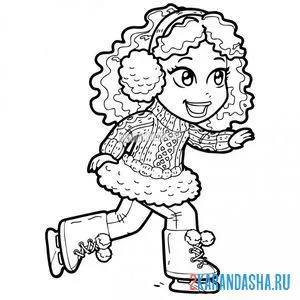 Раскраска фигуристка, фигурное катание