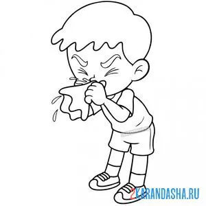 Раскраска мальчик заболел