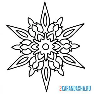 Раскраска снежинка с острыми углами