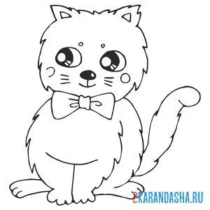 Раскраска кот в бабочке