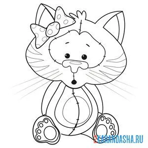 Раскраска кошечка с бантиком
