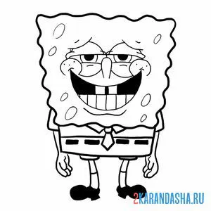 Раскраска губка боб неловко смеется