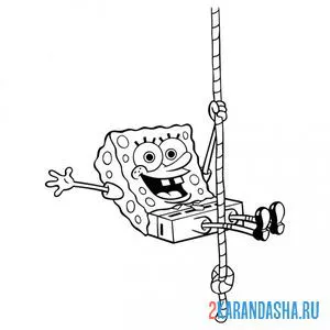 Раскраска губка боб катается на канате