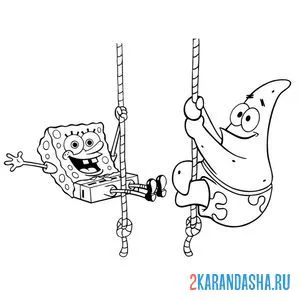 Раскраска спанч боб вместе с патриком