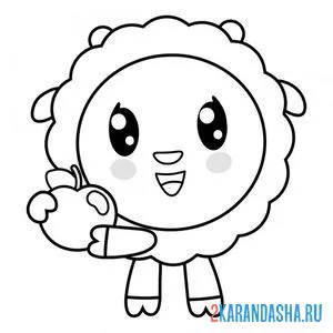 Раскраска барашик с яблоком | малышарики