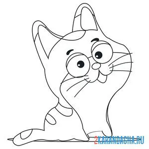 Раскраска котик улыбается