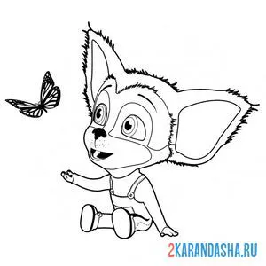 Раскраска малыш и бабочка