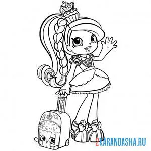 Раскраска shopkins кукла путешественница с чемоданом