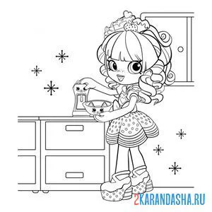 Раскраска shopkins кукла рейнбоу кейт на кухне