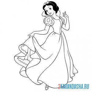 Раскраска белоснежка в красивом платье