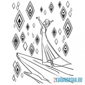 Раскраска эльза и кристаллы стихий