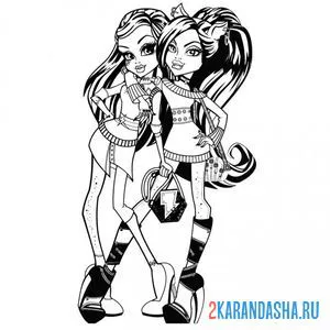 Раскраска клодин вульф и фрэнки штейн монстр хай