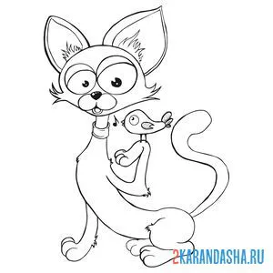 Раскраска бродячий кот
