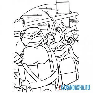 Раскраска рафаэль и леонардо черепашки-ниндзя