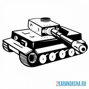 Раскраска ретро танк, вторая мировая война