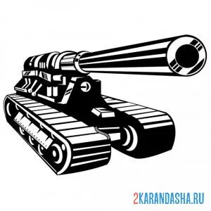 Раскраска пушка на гусеницах