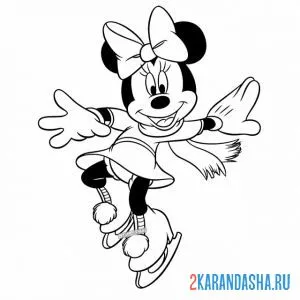 Раскраска минни маус на коньках