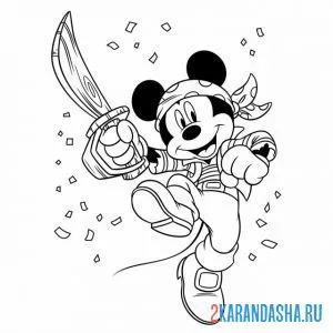 Раскраска пират микки маус