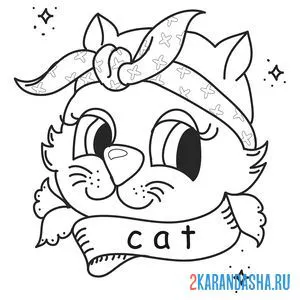 Раскраска голова кошечки