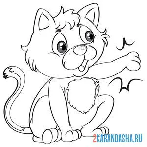 Раскраска кот озорной