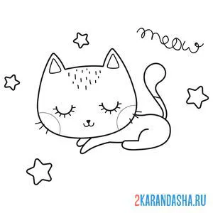 Раскраска звездная кошечка