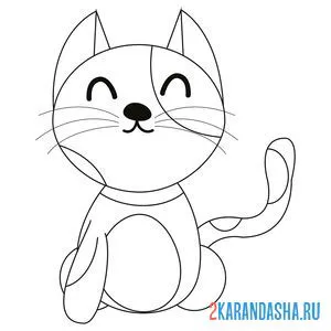 Раскраска счастливый котенок
