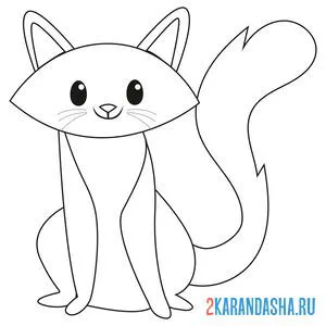 Раскраска кот с пушистым хвостом