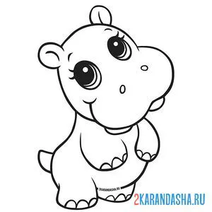 Раскраска бегемотик-милашка