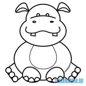 Раскраска бегемотик сидит