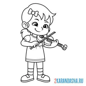 Раскраска девочка играет на скрипке