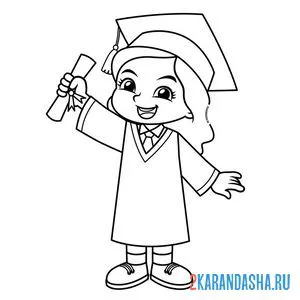 Раскраска девочка выпускница
