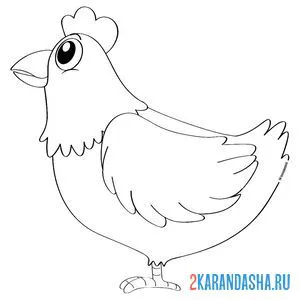 Раскраска курочка сбоку